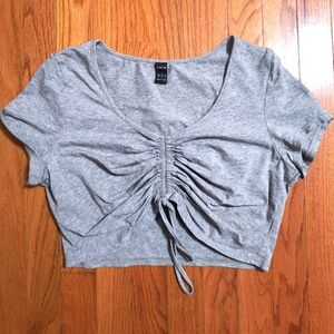 3/$10⭐ Shein cropped, ruched bolero type shirt, size XL,  gray